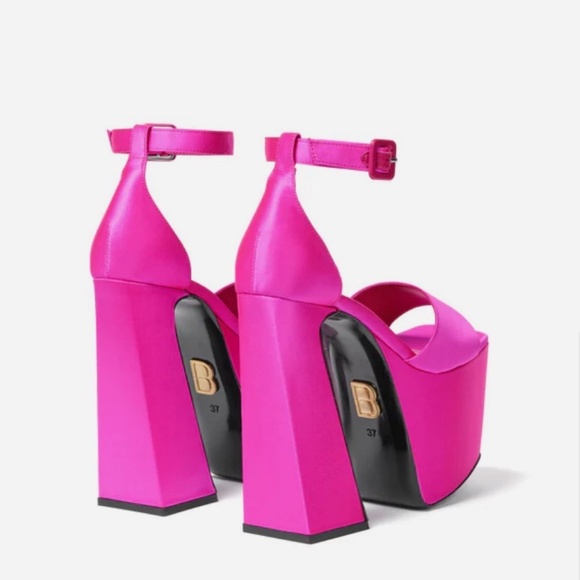 BRANDON BLACKWOOD HOT PINK SATIN SALI PUMP - Picture 3 of 7